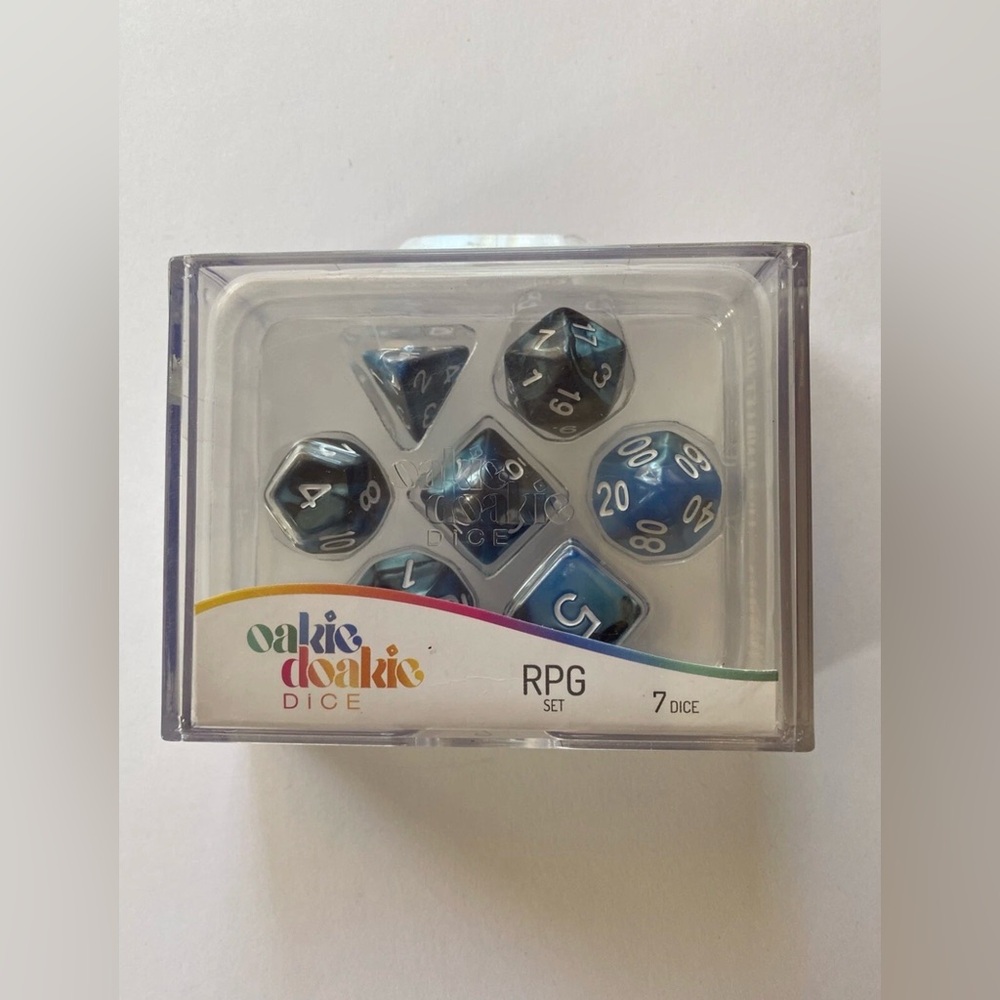 Oakie Dokie Dice RPG Gemidice Twilight Stone Dice Polyhedral Blue Black Marble